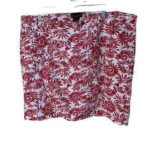 Red Floral Skorts with Tropical Print
